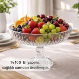 Glamis Selen Concept Linea Damla Model Ayaklı El Yapımı Cam Salata ve Meyve Kasesi Tekli - 2.54 L