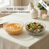 Glamis Selen Concept Mira model El Yapımı Cam Salata ve Meyve Kasesi 2'li Set - 2,5 L