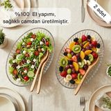 Glamis Selen Concept riva Model El Yapımı Cam Salata Kasesi ve Meyvelik 2'li Set - 3,5 lt