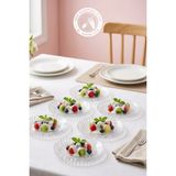 Glamis Selen Concept Tesbih Model Orta Boy El Yapımı Cam Servis ve Pasta Tabağı 6'lı Set - 1 lt - Beyaz