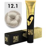 GLAMLOOK Kalıcı Saç Boyası | 12.1 Platin Sarı Küllü | 100 ml | Koruyucu, nemlendirici, besleyici yağlar, düşük amonyak seviyesi, profesyonel 79 renk