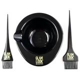 GLAMLOOK Profesyonel Saç Boyama Seti | Boya Karıştırma Kabı ve 2 Farklı Boyut Uygulama Fırçası | Ergonomik Tutuşlu, Kuaför ve Ev Tipi Boyama Kiti