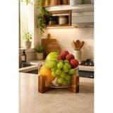 GLAMZE Akasya Standlı Cam Salata Meyvelik - Salata Kasesi 17 cm