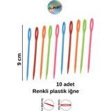 Glanart 10 Adet Plastik Iğne 9 Cm, Örgü Iğnesi - 1 Adet - Çok Renkli