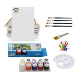 Glanart 10 Renk Akrilik Boya Seti 25X35 Tuval Ipek Fırça Seti 10X20 ml - 00