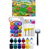 Glanart 12'li Parmak Boyası Resim Defteri 25 x 35 cm Renkli Eva Baskı Fırça Seti