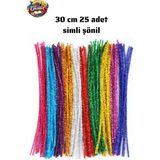 Glanart 25 Adet 30 cm Simli Şönil, Tüylü Tel El Işi Okul Projeleri Için - 1 Adet - Çok Renkli