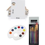 Glanart 25X35 Tuval ve Paletli 6 Lı Fırça Seti Sentetik Uç (Yağlı,guaj,akrilik Boyası Için) - Beyaz