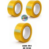 Glanart 3 Adet Şeffaf 100 Metre Koli Bandı Paketleme Bandı - 3'lü