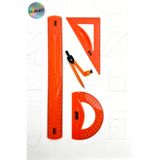 Glanart 30 cm esnek kırılmaz cetvel takımı 4 lü set (CETVEL,PERGEL,AÇIÖLÇER VE PERGELLİ SET) turuncu