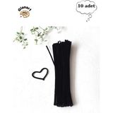 Glanart 30 cm şönil tüylü tel (10 det) - Siyah