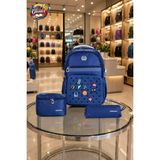 Glanart 3\'lü Set Çocuk Ilkokul Çantası+ Kalemlik+ Beslenme ( Delikli Model ) Relaxio 1 Adet - sırt çantası - Lacivert - 42x30x20