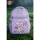 Glanart 3\'lü Set Çocuk Ilkokul Çantası+ Kalemlik+ Beslenme ( Delikli Model ) Relaxio - sırt çantası - Mor - 42x30x20