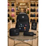 Glanart 3\'lü Set Çocuk Ilkokul Çantası+ Kalemlik+ Beslenme ( Delikli Model ) Relaxio - sırt çantası - Siyah - 42x30x20