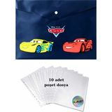 Glanart A4 Boy Çıt Çıt Ödev Dosyası +10\' Lu Poşet Dosya Arabalar Lacivert - 1 Adet
