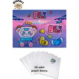 Glanart A4 Boy Çıt Çıt Ödev Dosyası +10\' Lu Poşet Dosya Baby Time - 1 Adet - Mor