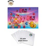 Glanart A4 Boy Çıt Çıt Ödev Dosyası +10\' Lu Poşet Dosya Baby Time Gökkuşağı - 1 Adet - Çok Renkli