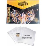 Glanart A4 Boy Çıt Çıt Ödev Dosyası +10\' Lu Poşet Dosya Basketbool - 1 Adet - Çok Renkli