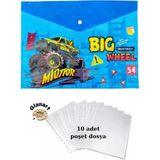 Glanart A4 Boy Çıt Çıt Ödev Dosyası +10' Lu Poşet Dosya Büyük Yarışcı - Mavi - 23,5x34 cm