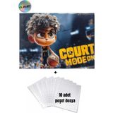 Glanart A4 Boy Çıt Çıt Ödev Dosyası +10\' Lu Poşet Dosya Çılgın Basket - 1 Adet - Çok Renkli