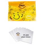 Glanart a4 boy çıt çıt ödev dosyası +10' lu poşet dosya emoji