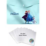 Glanart A4 Boy Çıt Çıt Ödev Dosyası +10\' Lu Poşet Dosya Frozen Yeşil - 1 Adet
