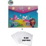 Glanart A4 Boy Çıt Çıt Ödev Dosyası +10\' Lu Poşet Dosya Gabby\'nin Hayal Evi - 1 Adet - Çok Renkli