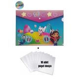Glanart a4 boy çıt çıt ödev dosyası +10' lu poşet dosya gabby'nin hayal evi