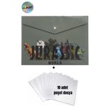 Glanart a4 boy çıt çıt ödev dosyası +10' lu poşet dosya jurassic world