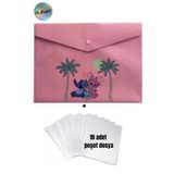 Glanart a4 boy çıt çıt ödev dosyası +10' lu poşet dosya lilo&stitch