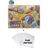 Glanart A4 Boy Çıt Çıt Ödev Dosyası +10\' Lu Poşet Dosya Lucky Bara - 1 Adet - Çok Renkli