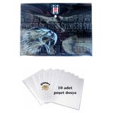 Glanart a4 boy çıt çıt ödev dosyası +10' lu poşet dosya siyah