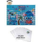 Glanart A4 Boy Çıt Çıt Ödev Dosyası +10\' Lu Poşet Dosya Sweet Day Mavi - 1 Adet