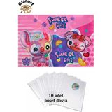Glanart A4 Boy Çıt Çıt Ödev Dosyası +10\' Lu Poşet Dosya Sweet Day Pembe - 1 Adet