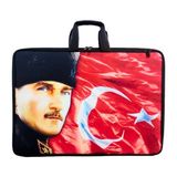 Glanart Askılı, Fermuarlı 35X50 Resim Çantası Su Geçirmez Ketenli Kumaş 35X50 Proje Çantası Ata Desen