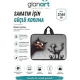Glanart Askılı, Fermuarlı 35X50 Resim Çantası Su Geçirmez Ketenli Kumaş 35X50 Proje Çantası Yaramaz Kedi - 1 Adet - Çok Renkli
