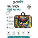 Glanart Askılı, Fermuarlı 35X50 Resim Çantası Su Geçirmez Ketenli Kumaş 37x54 cm Proje Çantası Baykuş - Çok Renkli - 1 Adet