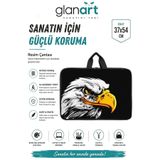 Glanart askılı, fermuarlı 35x50 resim çantası su geçirmez ketenli kumaş 37x54 cm proje çantası kartal