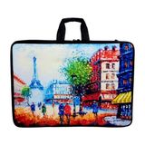 Glanart Askılı, Fermuarlı 35X50 Resim Çantası Su Geçirmez Ketenli Kumaş 37x54 cm Proje Çantası Paris - Mavi - 1 Adet