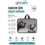 Glanart askılı, fermuarlı 35x50 resim çantası su geçirmez ketenli kumaş 37x54 cm proje çantası yaramaz kedi