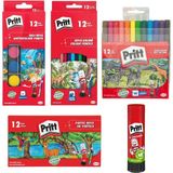 Glanart Boya Seti Kuru Sulu Pastel Keçeli ve 43 gr Stick Yapıştırıcı Kırtasiye Seti Prit - 1 Adet - Çok Renkli