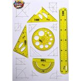 Glanart (Cetvel, Gönye, Açı Ölçer ve Daire Şablonu Seti ) 30 cm Esnek Kırılmaz Cetvel Takımı 5 Li Set - Sarı - ÇİZİM SETİ