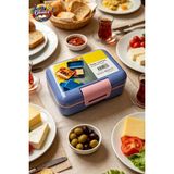 Glanart Çocuklar Için Çift Kademeli Dikdörtgen Beslenme Kutusu 1 Adet Vagon - 1,6 L - Lila