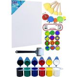 Glanart Çocuklar Için Etkinlik Seti Parmak Boyası Ponpon Eva Baskı 25 x 35 cm Tuval Rulo Fırça