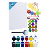 Glanart Çocuklar Için Etkinlik Seti, Parmak Boyası, Ponpon Eva Baskı 25*35 Tuval Rulo Fırça (yıkanabilir)