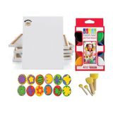 Glanart çocuklar için parmak boyası seti 25x35 tuval + pon pon fırçalı baskı kalıplı 23 parçalı set - Çok Renkli - 1 Adet
