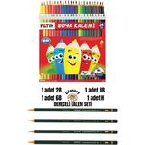 Glanart Dereceli Resim Kalemi Seti(2b,6b,h,hb) + 24 Renk Kuru Boya Seti - 1 Adet - Çok Renkli