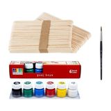 Glanart Geniş Dil Çubuğu Boyama Seti Guaj Boyalı 6 x 20 ml - Renkli
