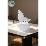 Glanart Hediyelik 3 Boyutlu Uluyan Kurt Figürü (3d Filament) 1 Adet - Beyaz