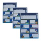 Glanart Kendinden Yapışkanlı Okul Etiketi-Kitap Defter Etikeli 3 Parça (24 Kitaplık) - Mavi - 1 Adet